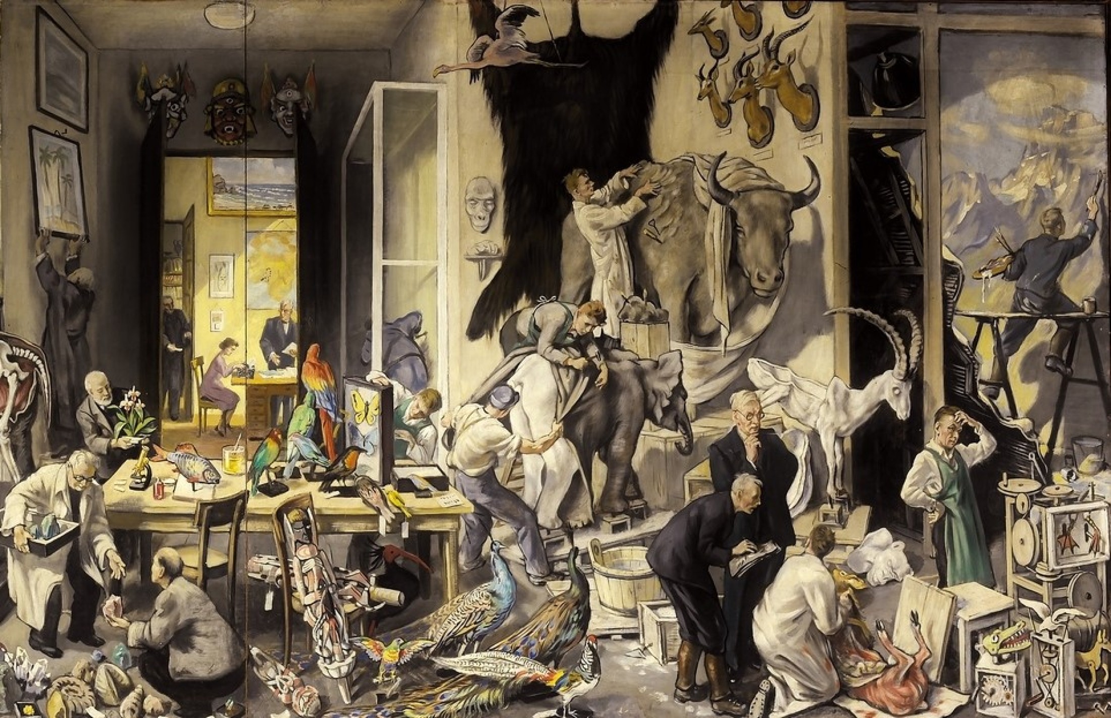 : Wolfgang Grassberger, 1952, From the Realm of Our Work, 400 × 180 cm (Haus der Natur, Repro: H. Auer)